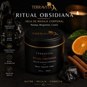 HOME vela de masaje ritual obsidiana naranja, bergamota y canela