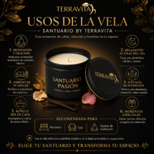 santuario abundancia | vela aromatica de palo santo